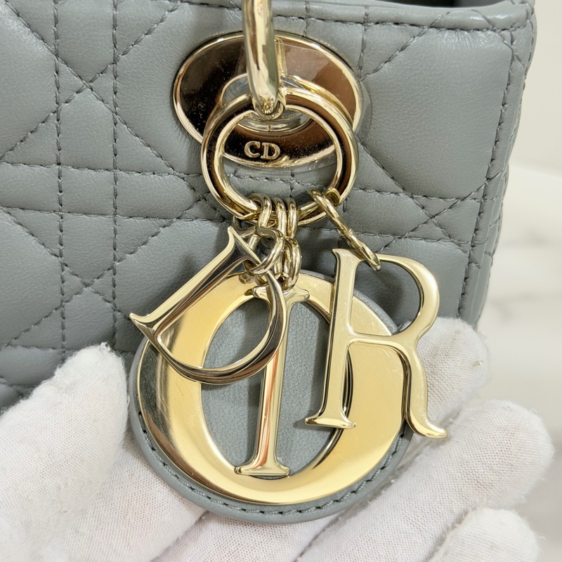 ®️Dior Lady 黛妃包4格款 大象灰色-20