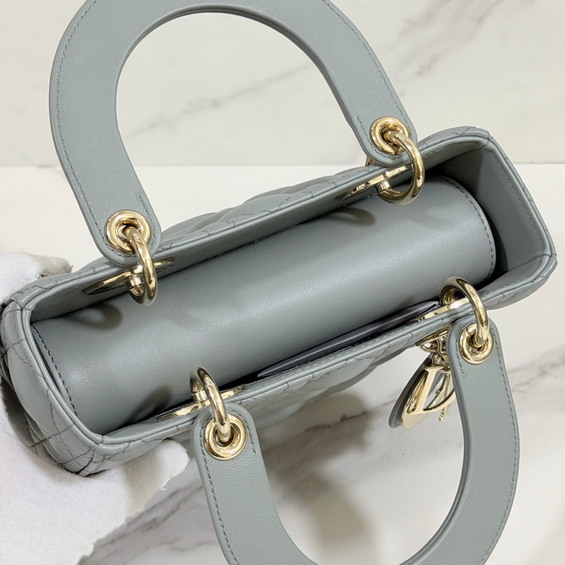 ®️Dior Lady 黛妃包4格款 大象灰色-25