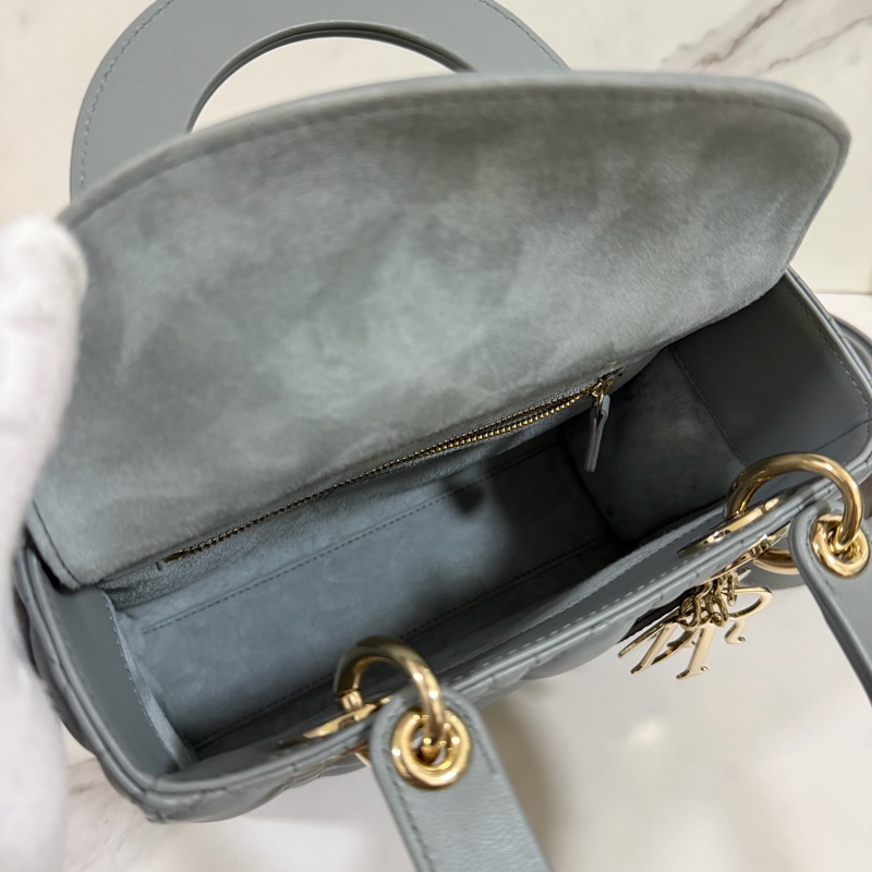 ®️Dior Lady 黛妃包4格款 大象灰色-26