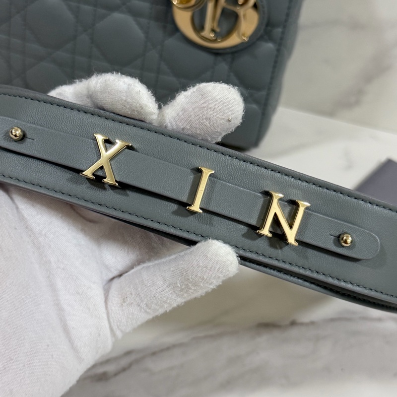 ®️Dior Lady 黛妃包4格款 大象灰色-33