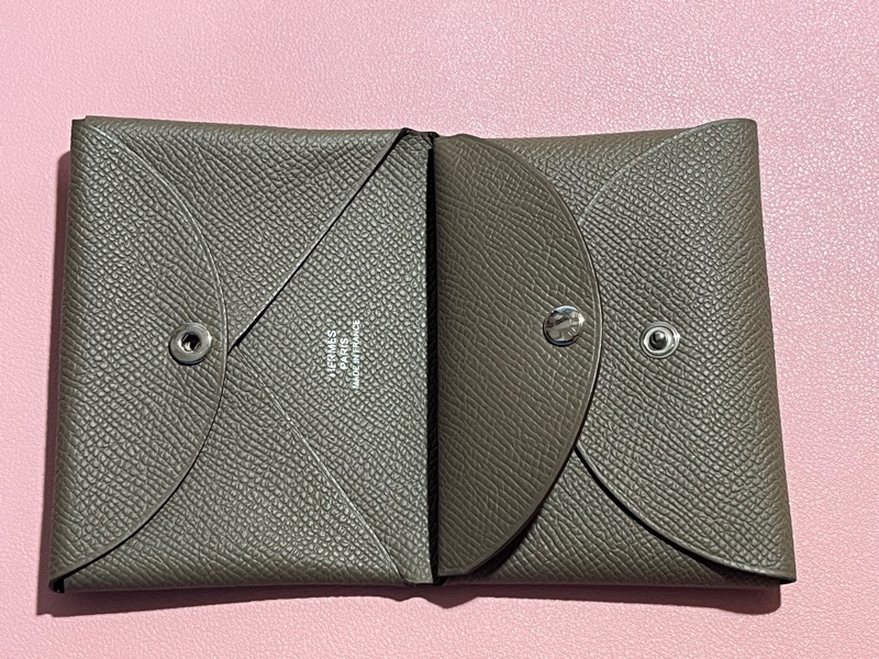 Hermes Calvi Duo 愛馬仕零錢卡包 epsom W刻 大象灰-3