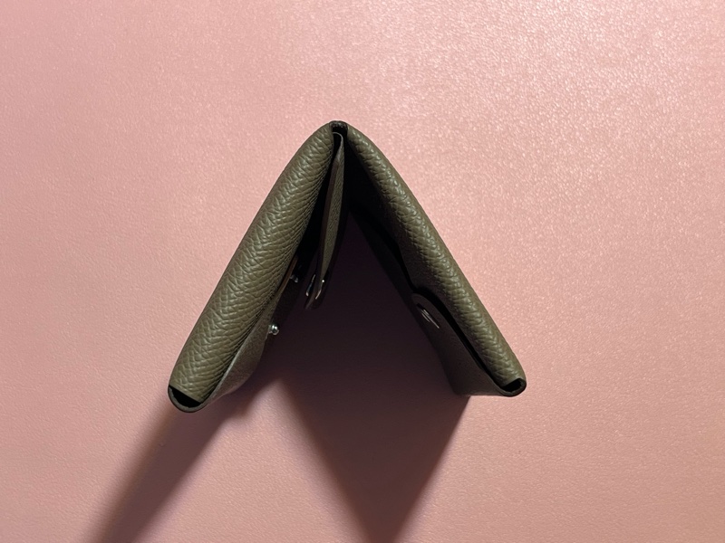 Hermes Calvi Duo 愛馬仕零錢卡包 epsom W刻 大象灰-7