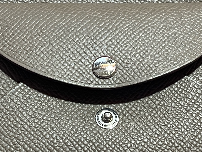 Hermes Calvi Duo 愛馬仕零錢卡包 epsom W刻 大象灰-12