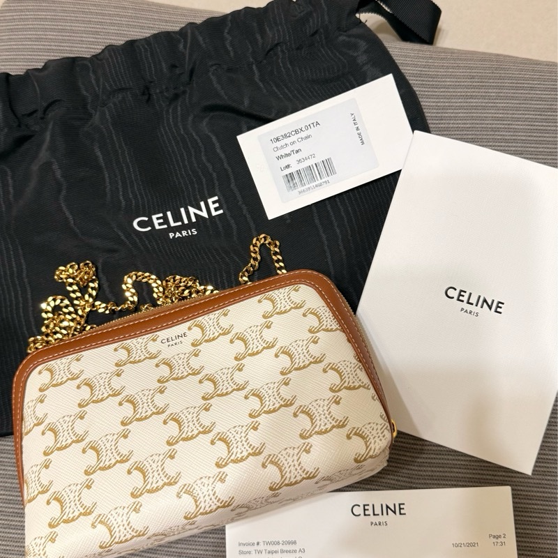 Celine 白色老花貝殼包-0