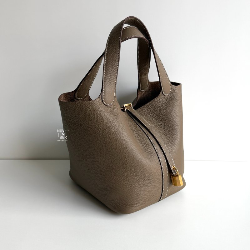 99新🆕Hermès 愛馬仕 Picotin 22 大象灰金釦-1