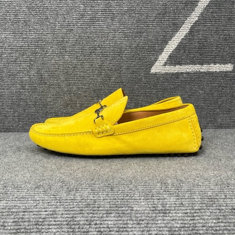 LV 路易威登 黃色麂皮馬銜扣豆豆鞋 41碼