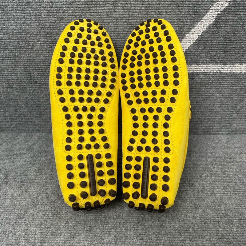 LV 路易威登 黃色麂皮馬銜扣豆豆鞋 41碼-7