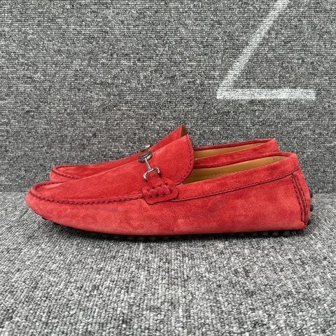 LV 路易威登 紅色麂皮小馬銜扣豆豆鞋碼40碼