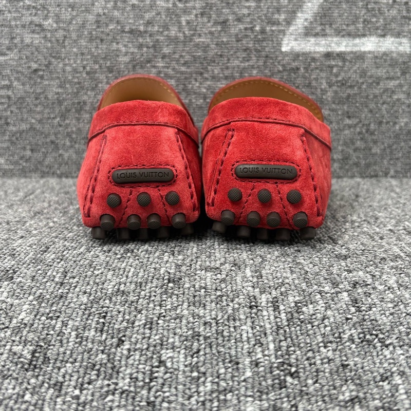 LV 路易威登 紅色麂皮小馬銜扣豆豆鞋碼40碼-2