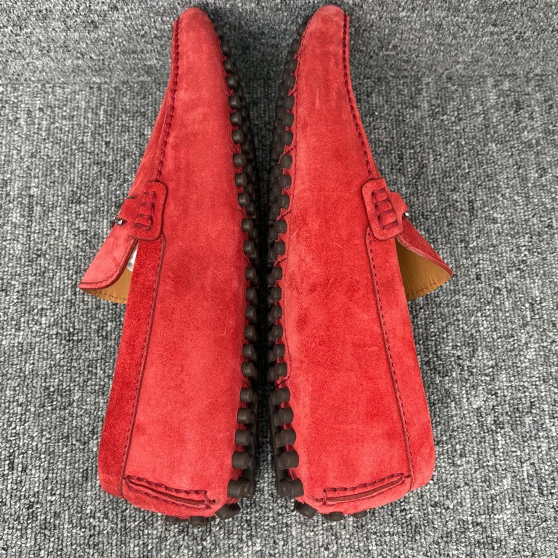 LV 路易威登 紅色麂皮小馬銜扣豆豆鞋碼40碼-6