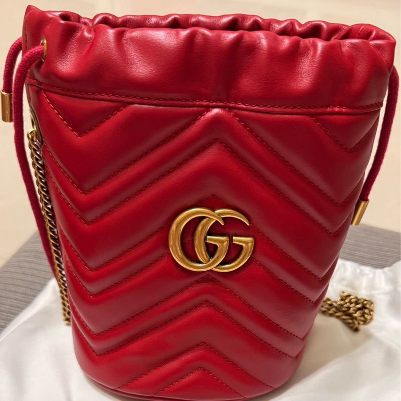 Gucci 酒紅色水桶包 全新-0