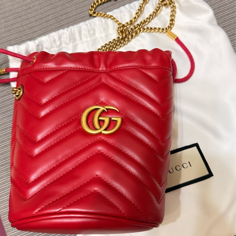 Gucci 酒紅色水桶包 全新-4