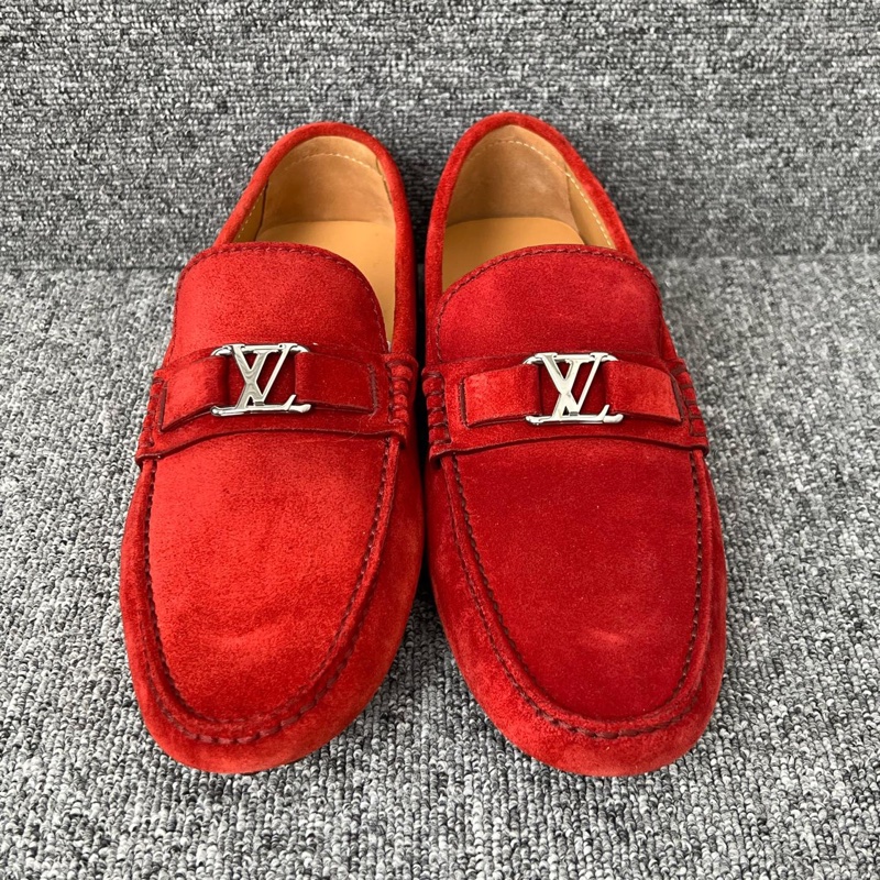 LV 路易威登 紅色麂皮馬銜扣豆豆鞋碼 41碼-1