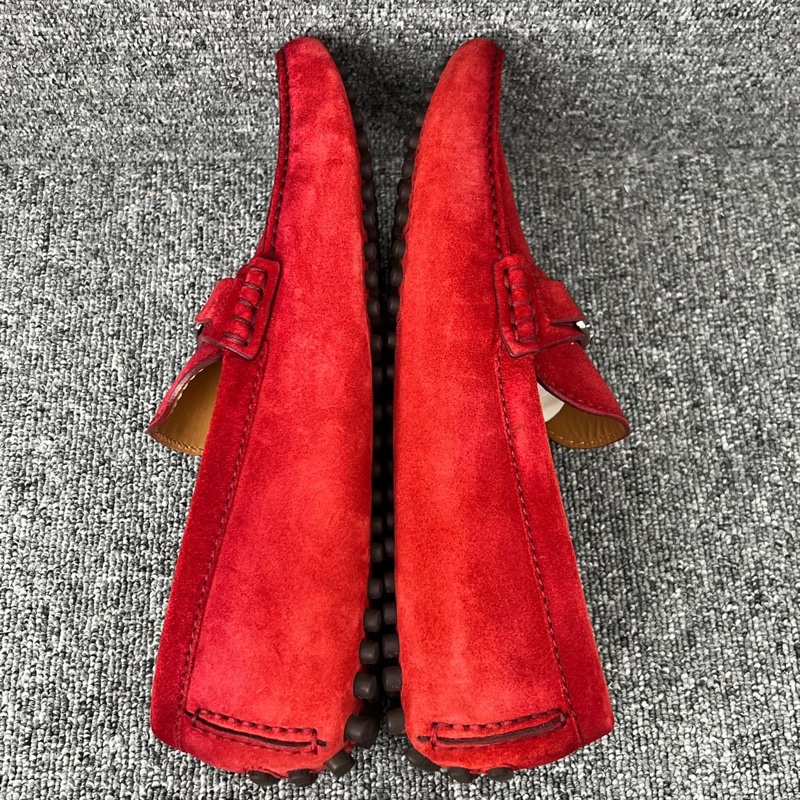 LV 路易威登 紅色麂皮馬銜扣豆豆鞋碼 41碼-6