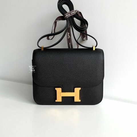99新🆕Hermès愛馬仕 Mini Constance 黑色銀釦