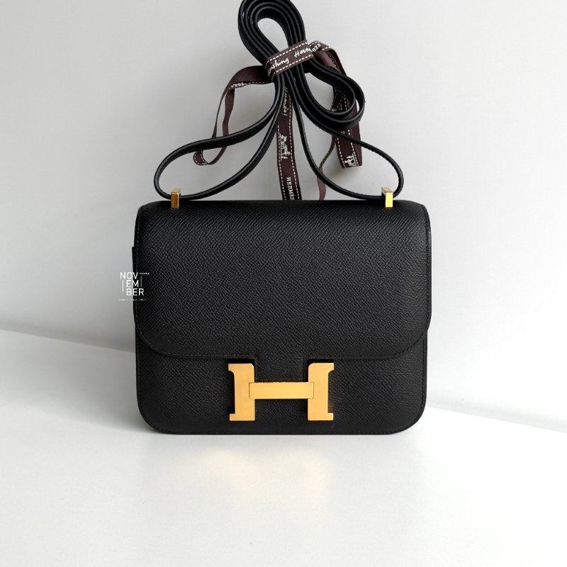 99新🆕Hermès愛馬仕 Mini Constance 黑色銀釦-0