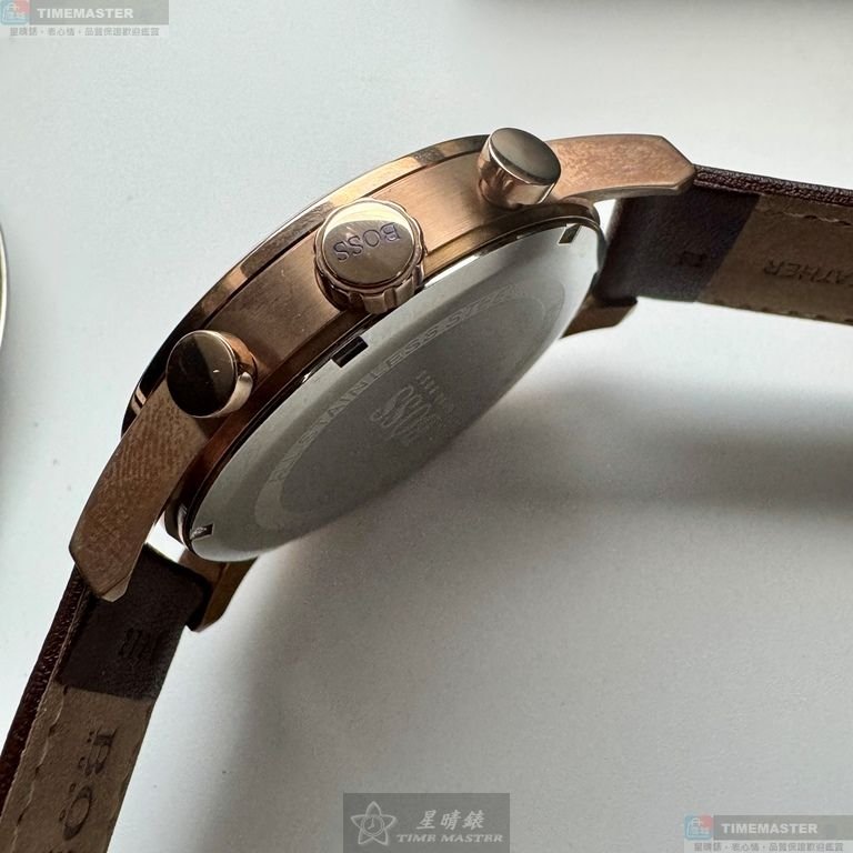 BOSS手錶,編號HB1513496,44mm玫瑰金錶殼,咖啡色錶帶款-6