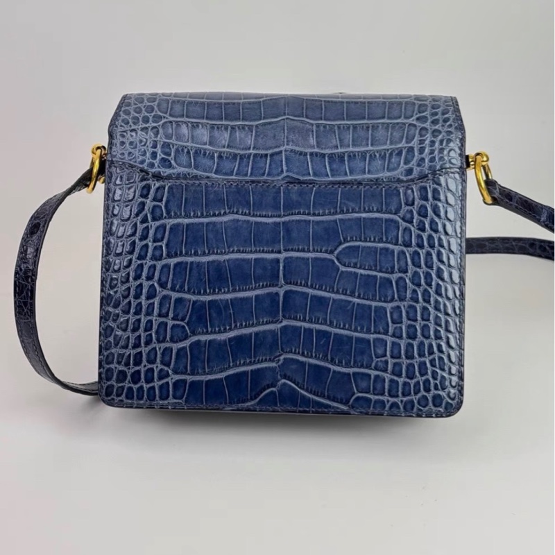 98新Hermes愛馬仕 roulis mini 霧面金棕鰐魚拼亮面蜜糖棕方塊鰐魚 豬鼻子包,金扣A刻-1