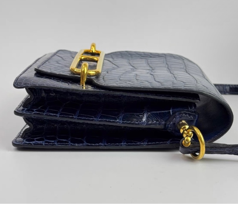 98新Hermes愛馬仕 roulis mini 霧面金棕鰐魚拼亮面蜜糖棕方塊鰐魚 豬鼻子包,金扣A刻-2