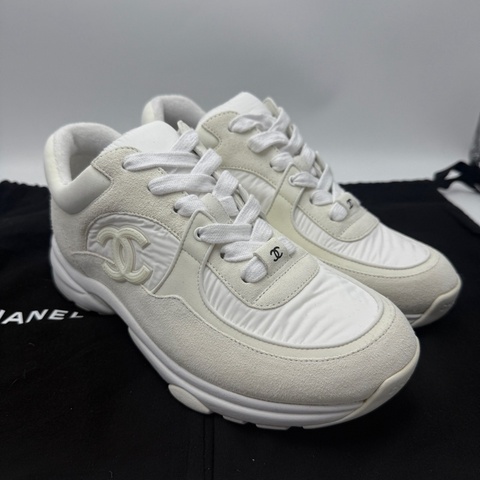 CHANEL香奈兒 系帶 簡約百搭 低幫 運動休閒鞋 白色 37碼