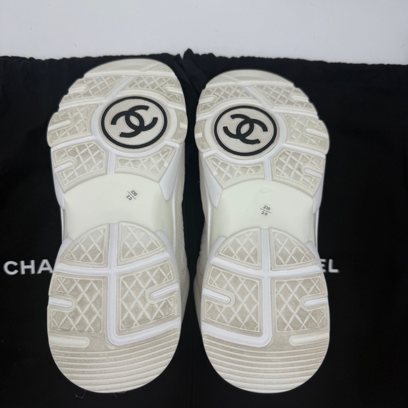 CHANEL香奈兒 系帶 簡約百搭 低幫 運動休閒鞋 白色 37碼-4