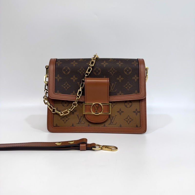 🥨路易威登中號達芙妮 LV原花雙色金釦達芙妮Dauphine MM側背鏈包M45958-3