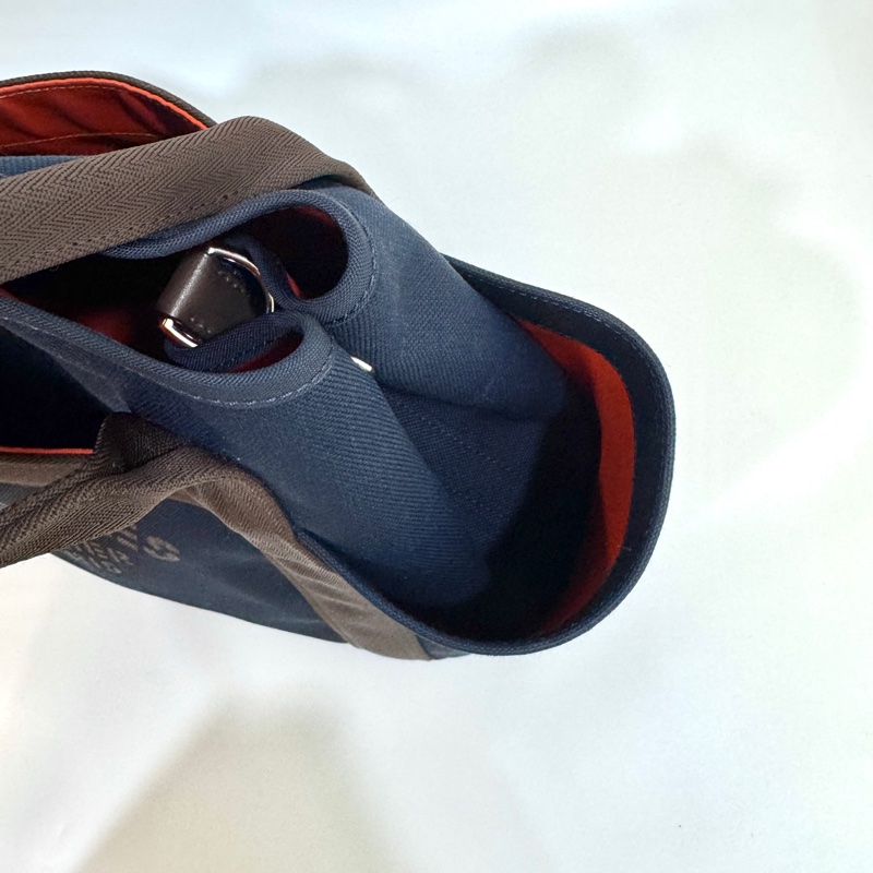 🤎愛馬仕馬術包HERMES海軍藍帆布THE Grooming火橘色內裡托特包H068312CKAB-12