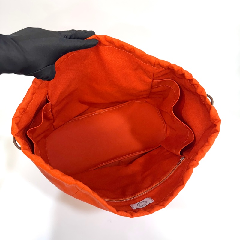 🤎愛馬仕馬術包HERMES海軍藍帆布THE Grooming火橘色內裡托特包H068312CKAB-18