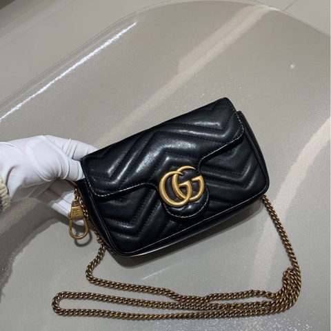 Gucci古馳馬爾蒙黑金mini 經典熱門款