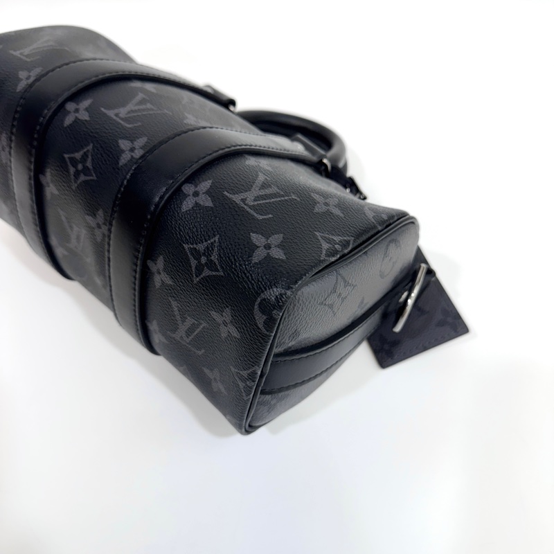 🖤路易威登黑武士LV黑灰原花銀釦Keepall 25手提斜背包M46271-16