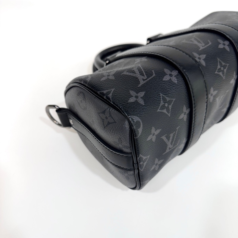 🖤路易威登黑武士LV黑灰原花銀釦Keepall 25手提斜背包M46271-17