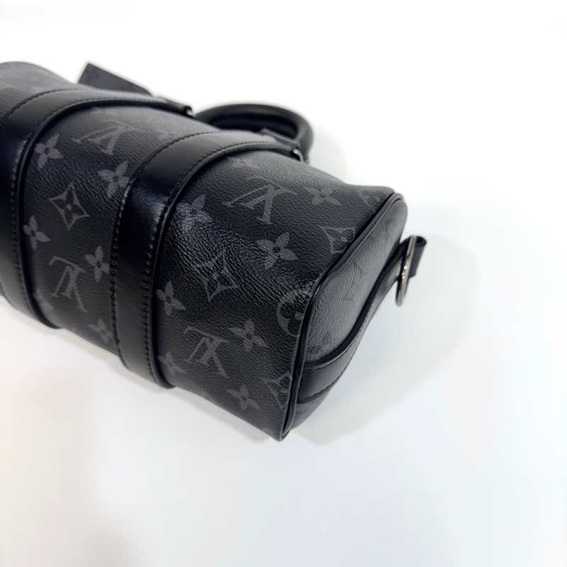 🖤路易威登黑武士LV黑灰原花銀釦Keepall 25手提斜背包M46271-18