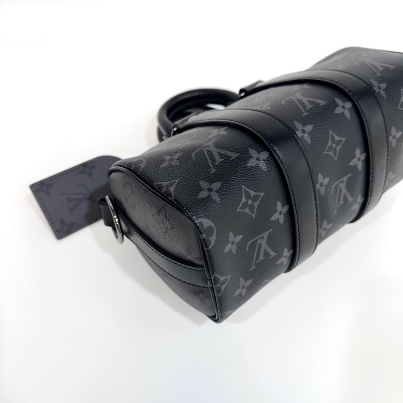 🖤路易威登黑武士LV黑灰原花銀釦Keepall 25手提斜背包M46271-19