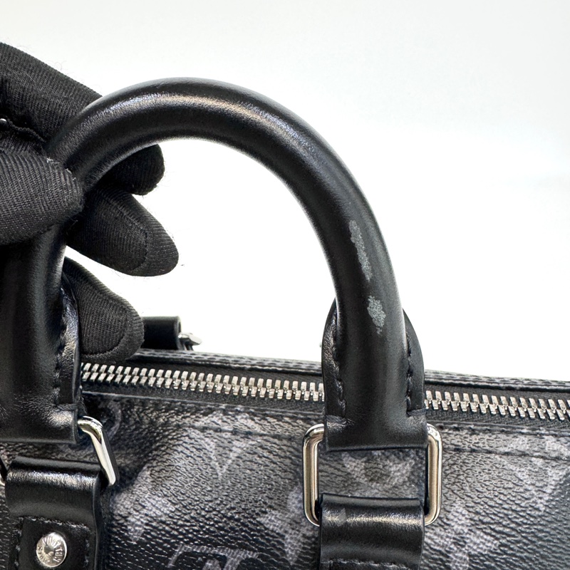 🖤路易威登黑武士LV黑灰原花銀釦Keepall 25手提斜背包M46271-20