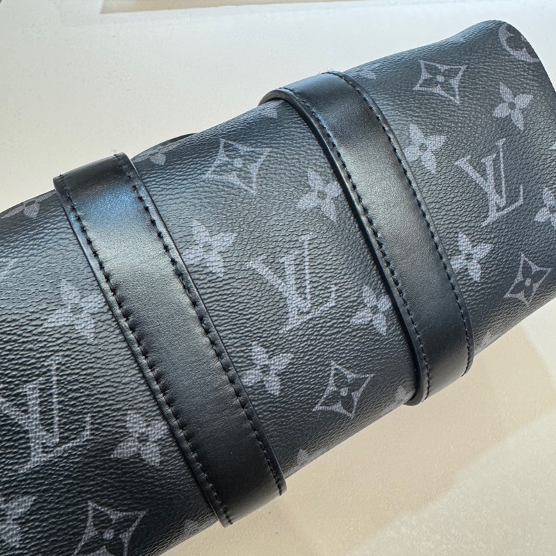 🖤路易威登黑武士LV黑灰原花銀釦Keepall 25手提斜背包M46271-18