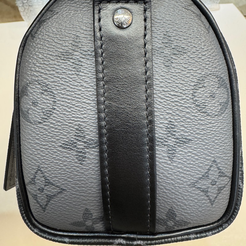 🖤路易威登黑武士LV黑灰原花銀釦Keepall 25手提斜背包M46271-19