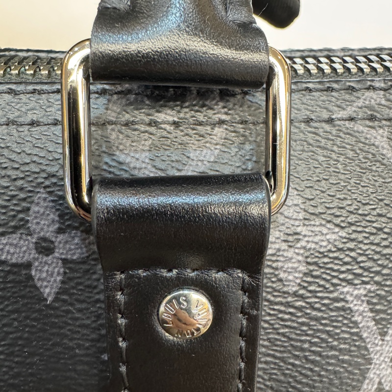 🖤路易威登黑武士LV黑灰原花銀釦Keepall 25手提斜背包M46271-37