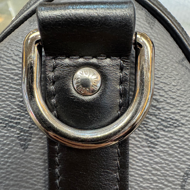 🖤路易威登黑武士LV黑灰原花銀釦Keepall 25手提斜背包M46271-41