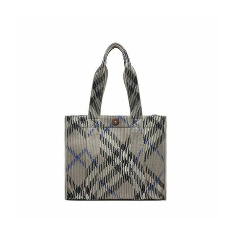 BURBERRY 小號格子針織手提袋 8104034
