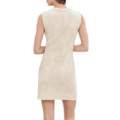 帶吊牌99新Hermes/愛馬仕  FW23 字母圖案修身圓領短款/無袖連衣裙 女款 米色 34 碼-8