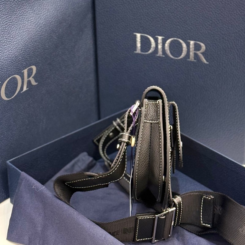 新到🖤Dior 黑色全皮外縫線馬鞍包-3