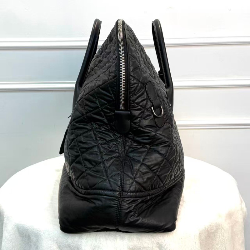 Chanel 旅行包 黑銀 保齡球包 雙C logo 肩帶款-2