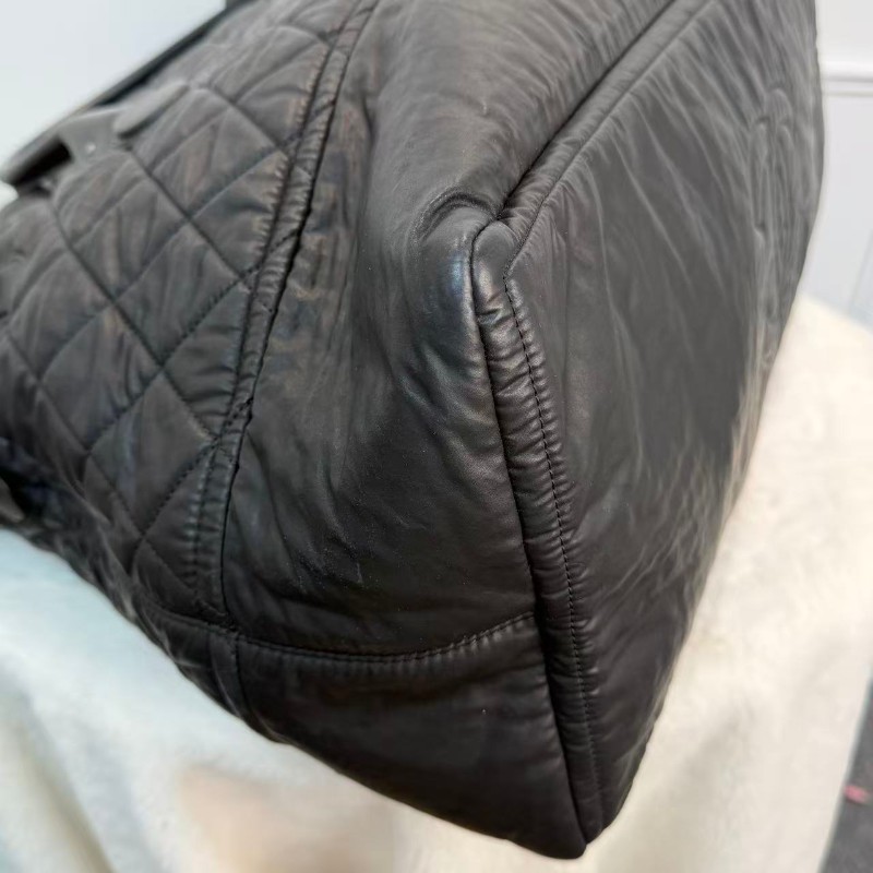 Chanel 旅行包 黑銀 保齡球包 雙C logo 肩帶款-4