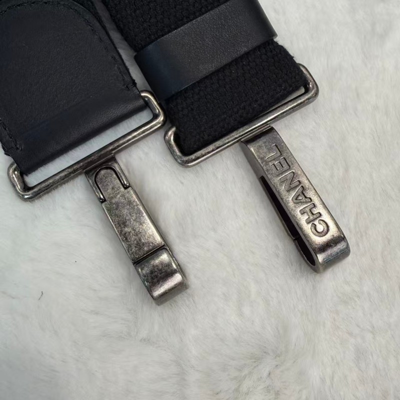 Chanel 旅行包 黑銀 保齡球包 雙C logo 肩帶款-7