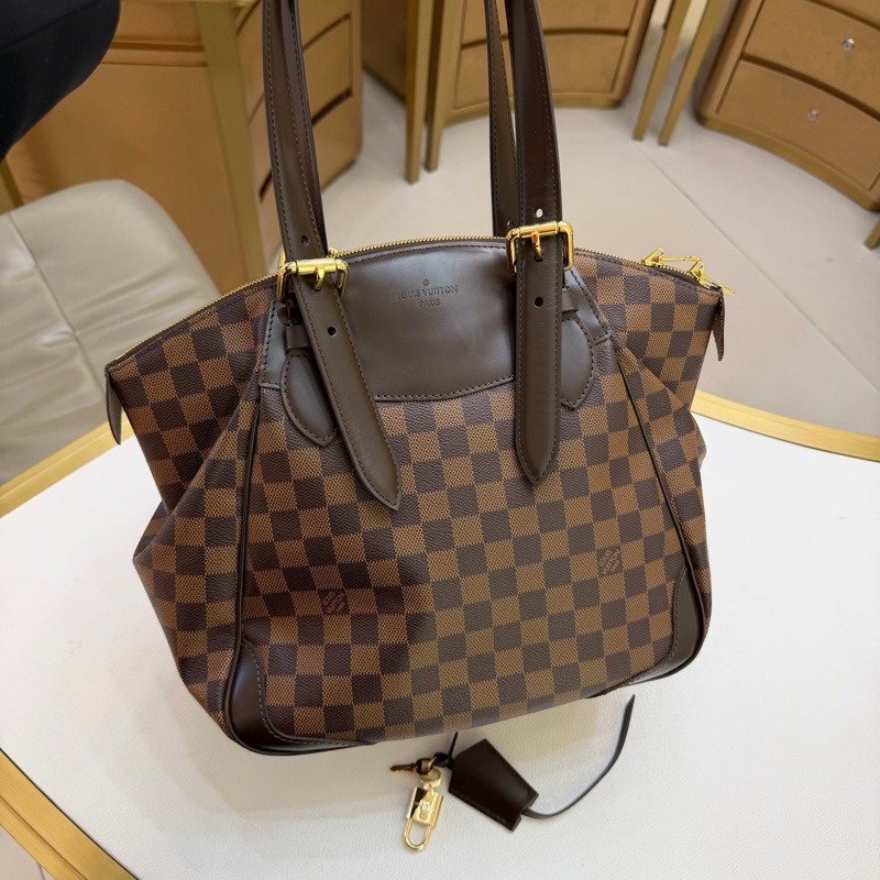 LV/路易威登 Verona中號 棕色棋盤格餃子包 手提包 尺寸：30*18*29cm ，13 編碼-0