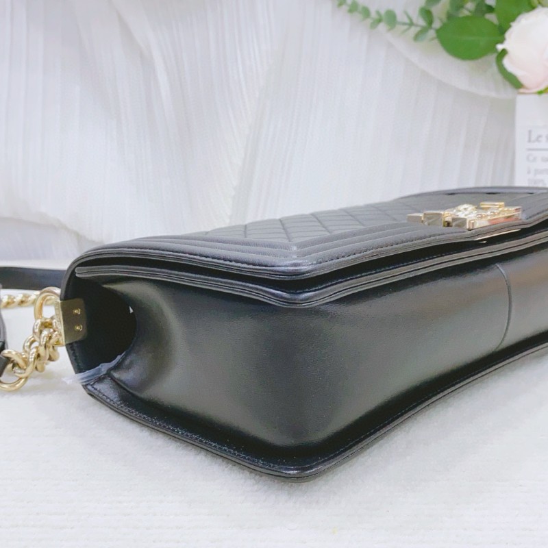 Chanel黑金羊皮中大號leboy鏈條包-4