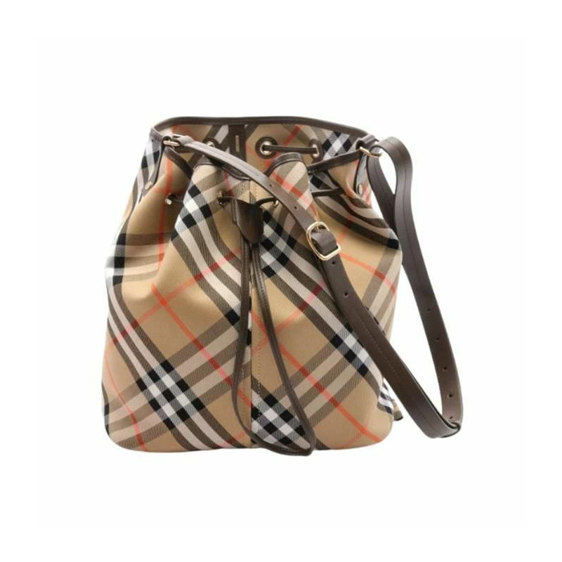 BURBERRY 抽繩格紋水桶包 8093804-5