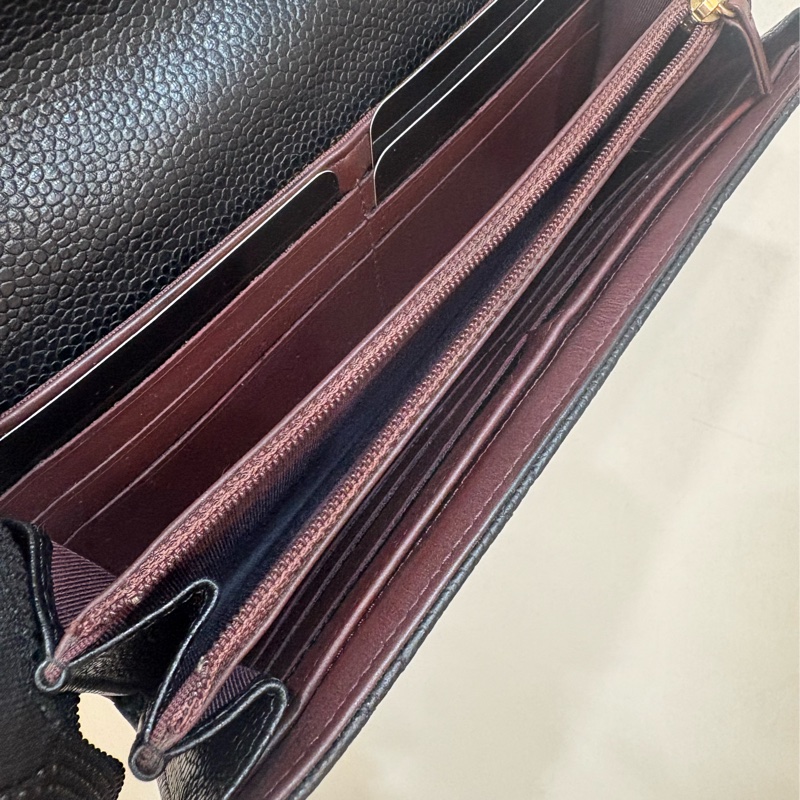 香奈兒 CHANEL CF信封長夾 黑金荔枝牛皮-6