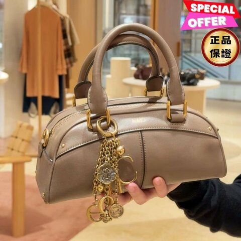 🎉新品好折扣✨Chloe 小款柔軟小牛皮 Bowling 保齡球包 Deep Taupe 深太妃糖色