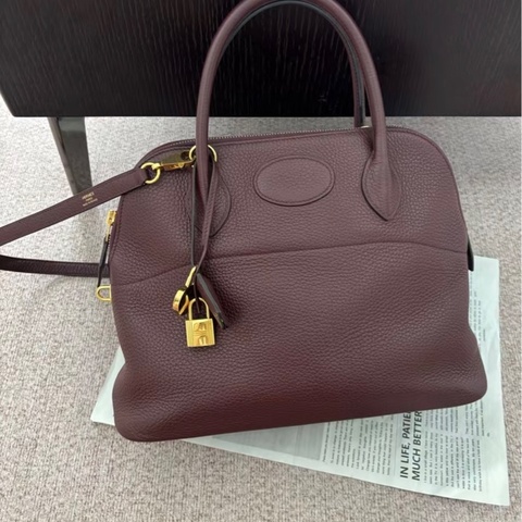 Hermes Bolide31波爾多酒紅金扣 TC皮  A刻  原始成色 復古感拉滿